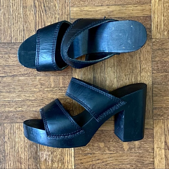 vintage 90s black platform open toe clogs slides sandals - Picture 3 of 5